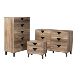 Baxton Studio Wales Modern and Contemporary Two-Tone Black and Light Brown Finished Wood 3-Piece Storage Set